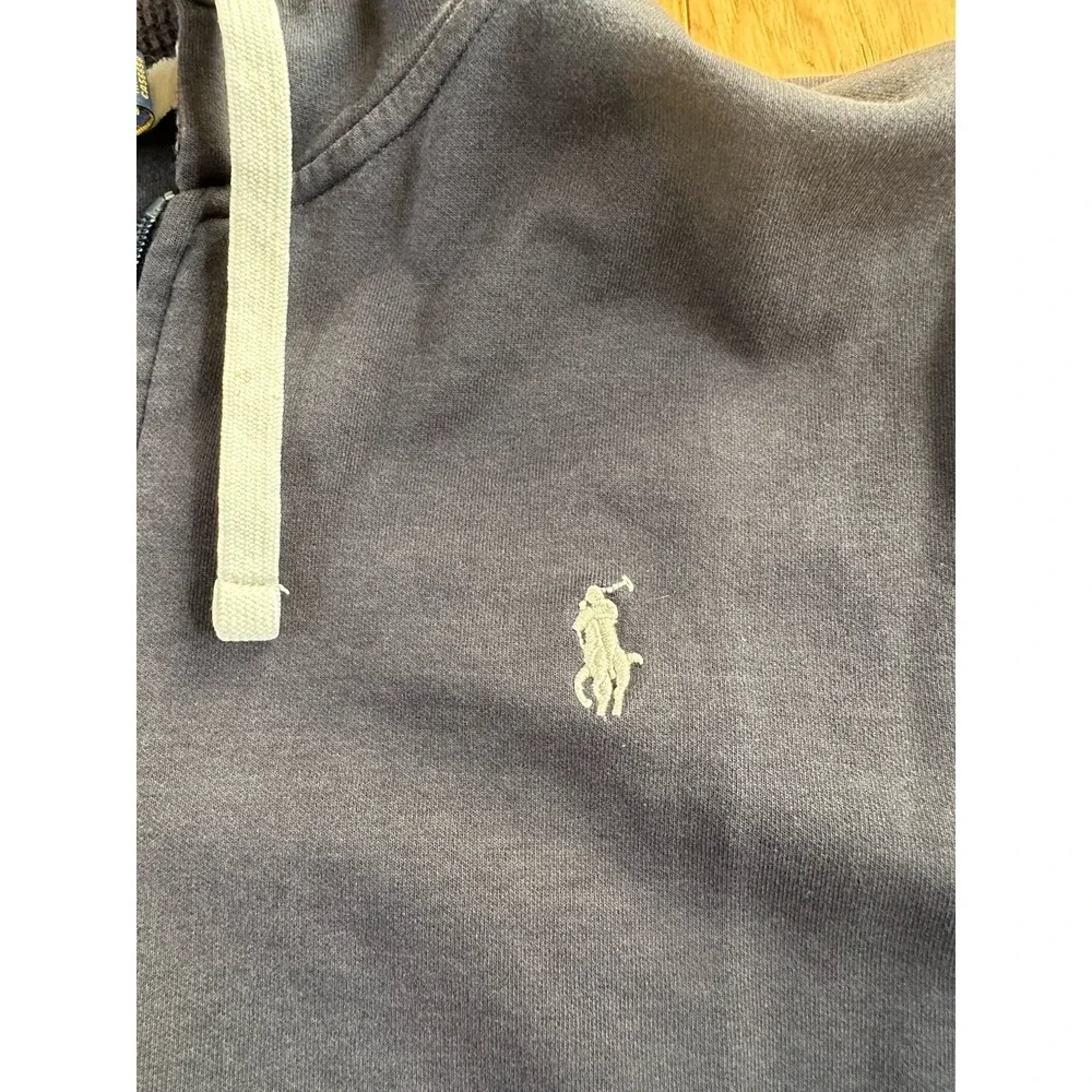 Polo‎ Ralph Lauren Sweatshirt Men's XL Navy Hoodie Full Zip Thermal Hood Pony